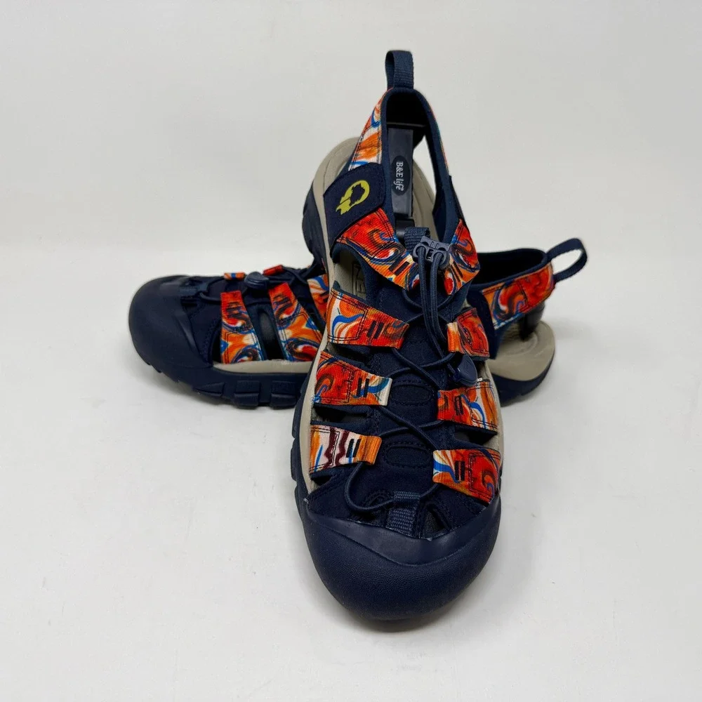 Keen Newport H2 Retro Mens Sz 11 Waterproof Sandals Navy Multi Color Swirl